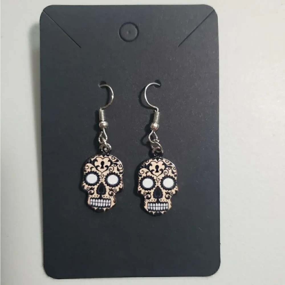 Handmade Halloween Day of the Dead Dia De Muertos candy skull earrings
